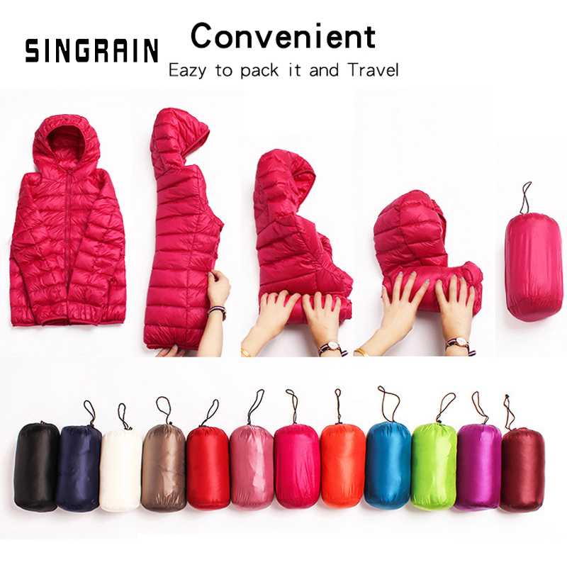 Down jacket women hooded ultra thin 90% Ultra Light duck down coat Female winter large sizes Solid Portable warm jackets woman T200107