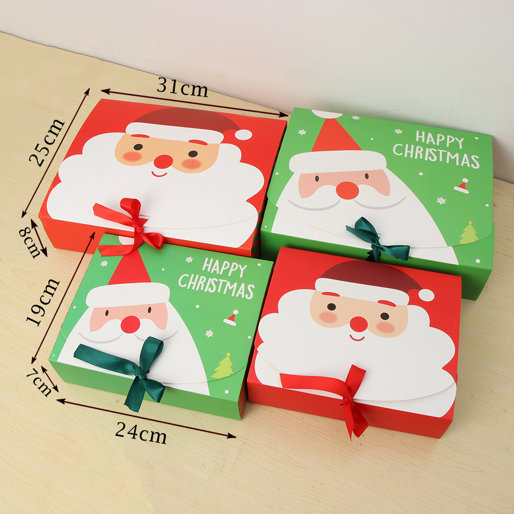 Hot Christmas Gift Box Paper Santa Claus Snowman Candy Cookie Star Christmas Hand Bag Pack Boxes