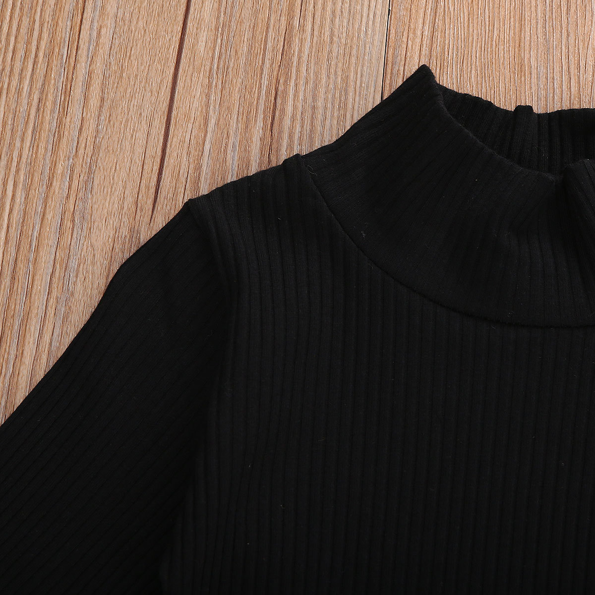 1-6Y Toddler Kids Baby Girls Clothes 3Pcs Outfit Set Long Sleeve Half Turtleneck Top Ribbed Solid Shirt + Work Skirt+Belt SetX1019