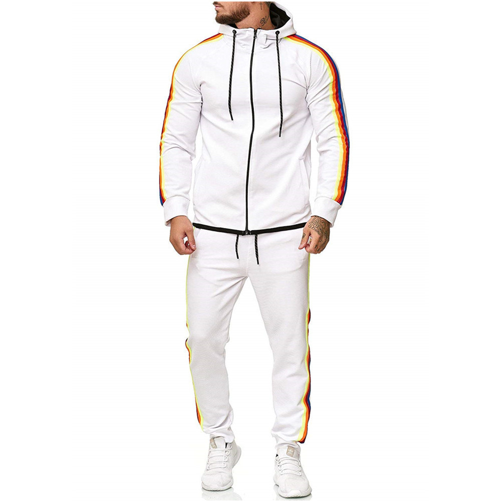 2 Pieces Autumn Running Tracksuit Men Zipper Hoodie Jacket Sweatshirt+ Pants Sports Set Gym Clothes Mens Sportwear Outfit 5XL 201130