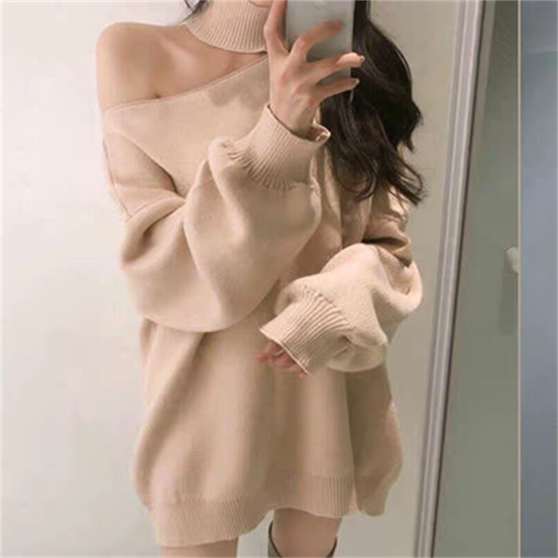 autumn female clothes three colors hollowed shoulder sweater loose sexy women sweater one size girls' knitting pullovers 201222