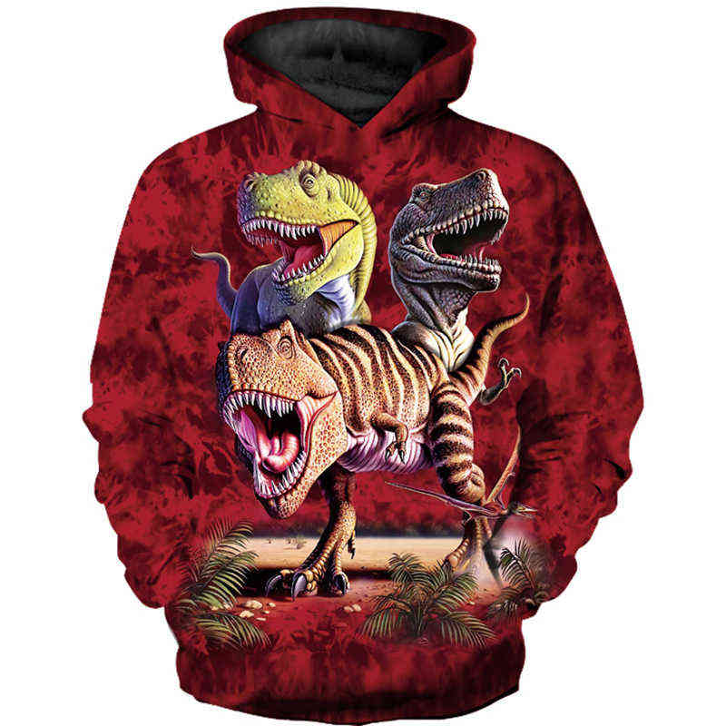 Boys Sweatshirt Dinosaur Hoodies Cool Fashionable Children Autumn 3D Printed Girl Animal Pullover Sweatshirts 220110