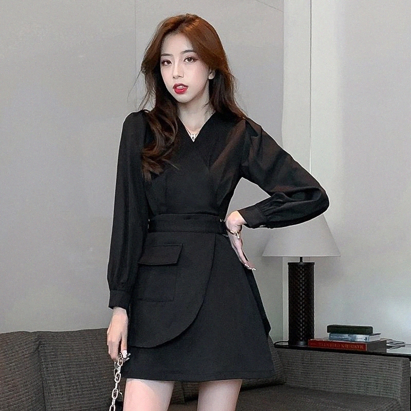 2020 new autumn clothes dignified fashion French women's suit skirt V-neck western style irregular slim dress elegant fairy #N21M, Black;gray
2020 new autumn clothes dignified fashion French women's suit skirt V-neck western style irregular slim dress elegant fairy #N21M, Black;gray