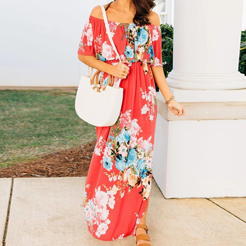 Women Summer dresses Off-shoulder Floral Print Strap Mid-Sleeve Floor-Length Dress Loose Beach vacation Dress ropa mujer 20201
Women Summer dresses Off-shoulder Floral Print Strap Mid-Sleeve Floor-Length Dress Loose Beach vacation Dress ropa mujer 20201
