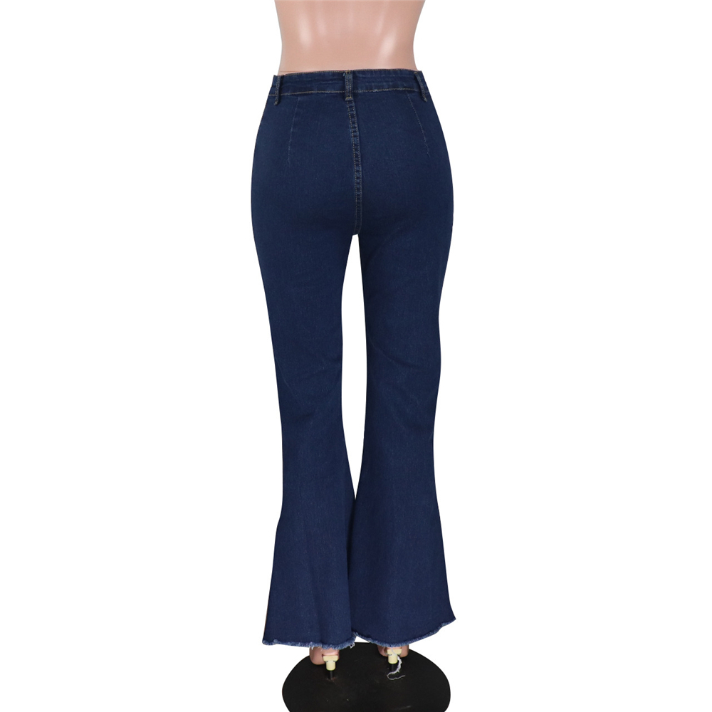 Tsuretobe Plus Size Flare Jeans Women Vintage High Waist Jeans Ladies Tassel Bell Bottom Jeans Slim Stretch Denim Wide Leg Pants 201012