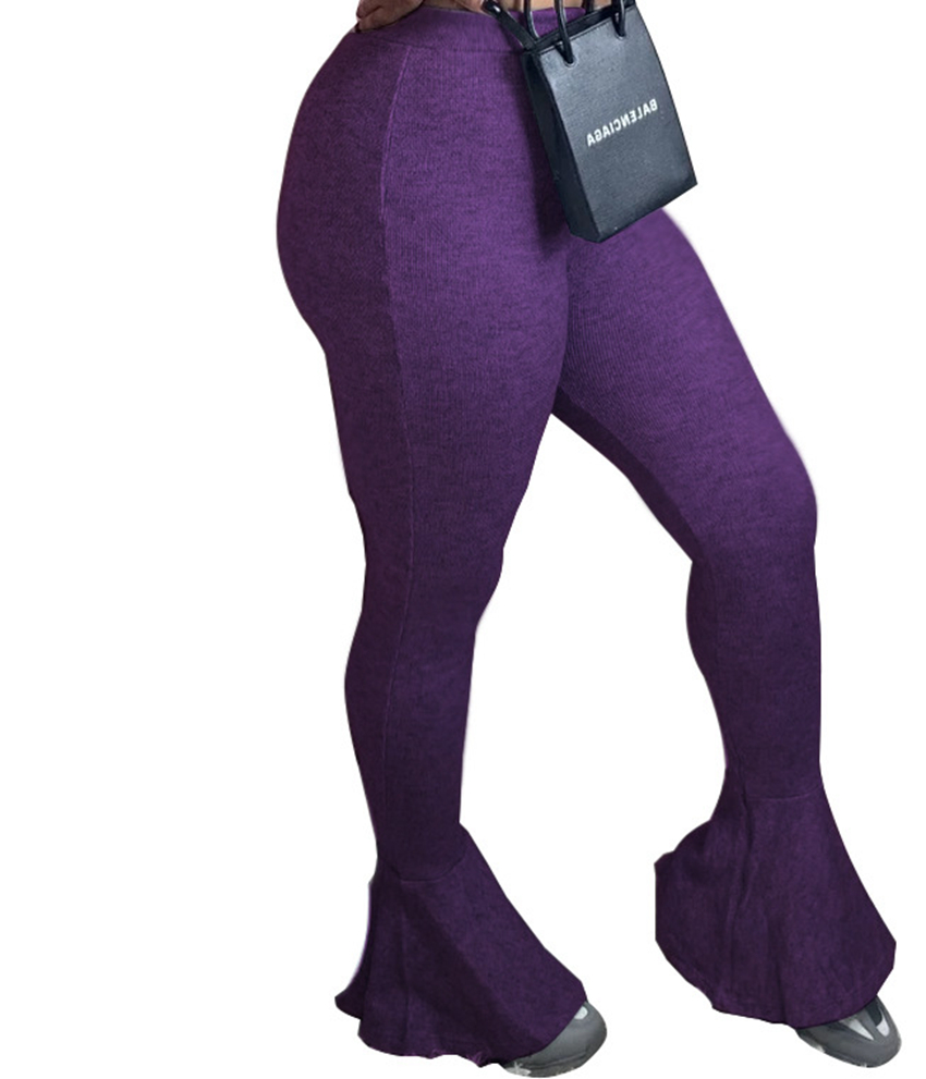 Pants European and American women's clothing autumn sexy casual stretch pit strip skinny flared trousers