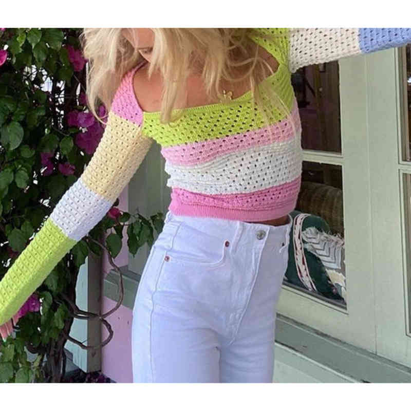 Spring Summer Womens Sexy Square Neck Tops Low Chest Patchwork Knitted Hollow Out Long-sleeved Pullover Short Tops, White
Spring Summer Womens Sexy Square Neck Tops Low Chest Patchwork Knitted Hollow Out Long-sleeved Pullover Short Tops, White