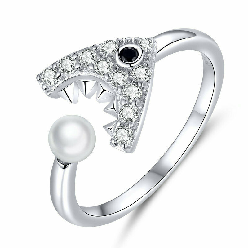 Fashion Cute Shark Silver Adjustable Open Finger Ring European Women 925 Sterling Silver
Fashion Cute Shark Silver Adjustable Open Finger Ring European Women 925 Sterling Silver