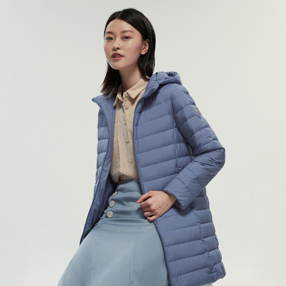BOSIDENG new mid-length large size down jacket for female women hooded down jacket thin light long down coat B00131014B 201019