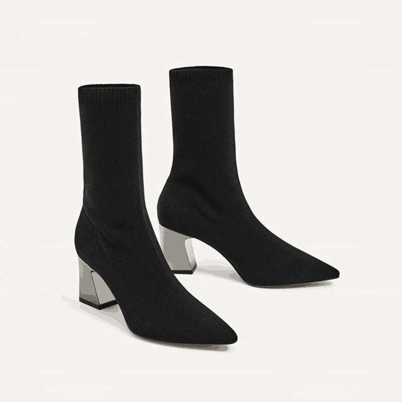 Short Boots Woman Sharp Coarse With Black Boots Elastic Force Socks And High With And Ankle1
Short Boots Woman Sharp Coarse With Black Boots Elastic Force Socks And High With And Ankle1