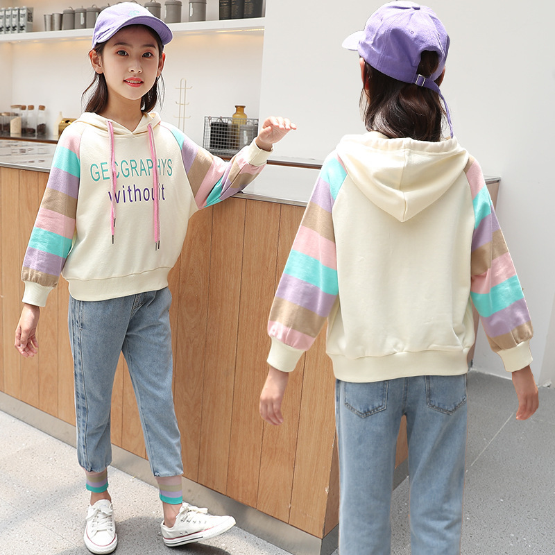 Children Clothing New 2020 Autumn Winter Teens Girls Clothes Hoodies+Jeans2pcs Outfit Kids Sports Suit For Girls Clothing SetsX1019