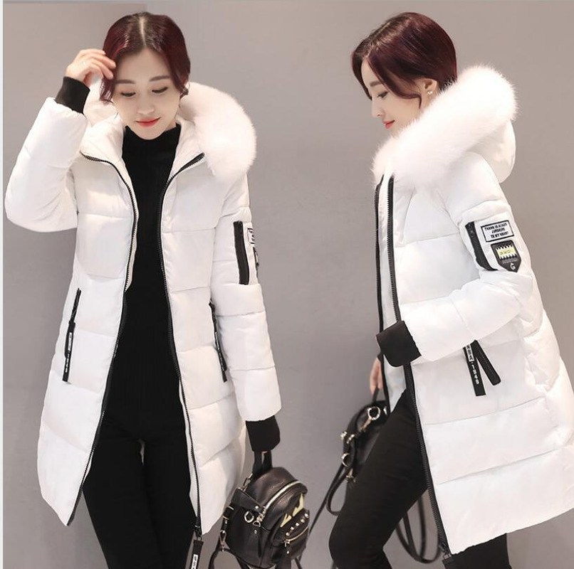 Winter Jacket Women Korean Parka Long Coat Down Cotton Padded Parkas Mujer 2020 Ladies Winter Jackets Large Fur Collar KJ2458 T200811
