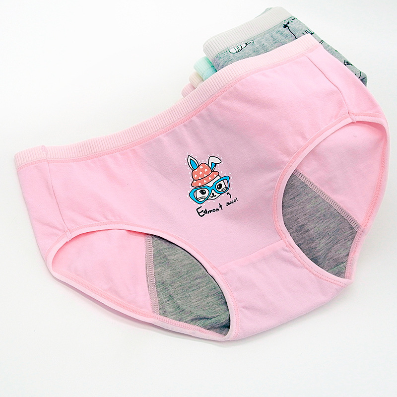 3pcs/lot Leak Proof Menstrual Period Panties Women Leakproof Cotton Physiological Underwear Ladies Cartoon Print Briefs Girl 201112