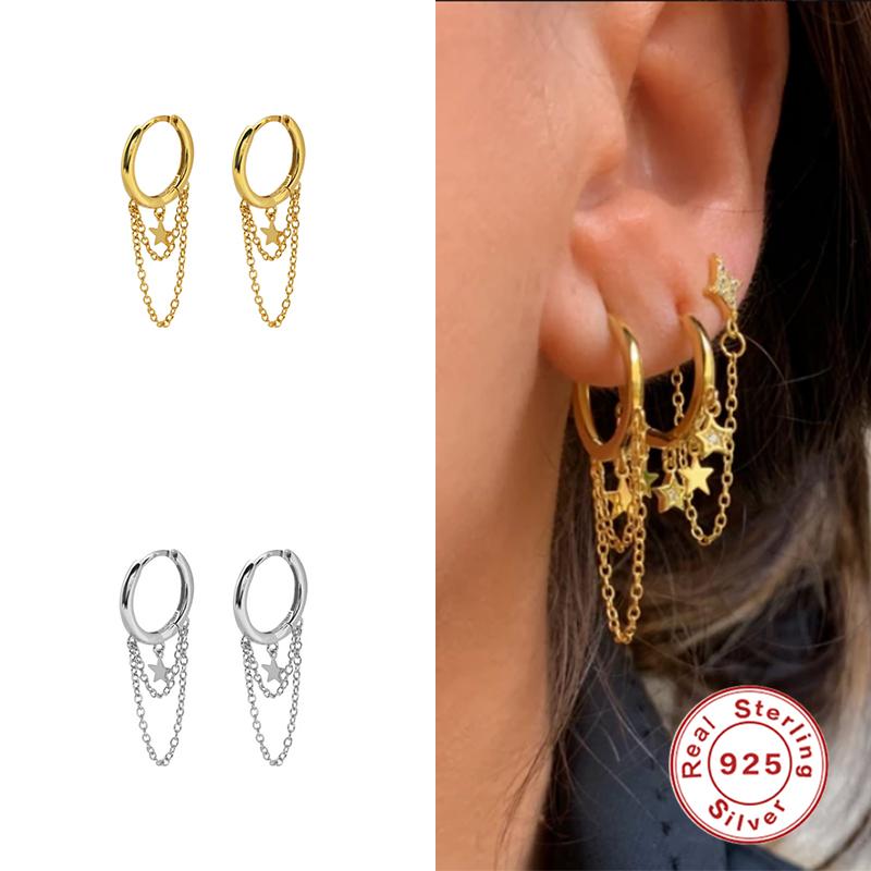 Romad Trendy Fashion Hoop Earring Real 925 Sterling Silver Earrings for Women Tassel Double Chain Earing Pendientes Wholesale W5
Romad Trendy Fashion Hoop Earring Real 925 Sterling Silver Earrings for Women Tassel Double Chain Earing Pendientes Wholesale W5
