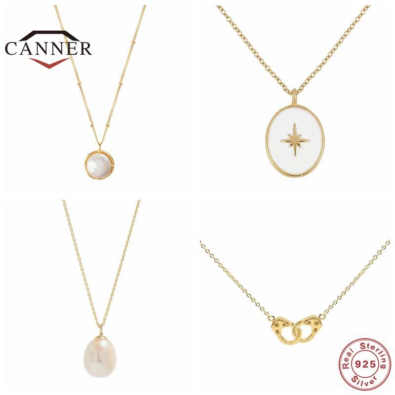 CANNER 100% Real 925 Sterling Necklace for Women Pearl Necklace Handcuffs Pendant Female Choker Chain Jewelry collares
CANNER 100% Real 925 Sterling Necklace for Women Pearl Necklace Handcuffs Pendant Female Choker Chain Jewelry collares
