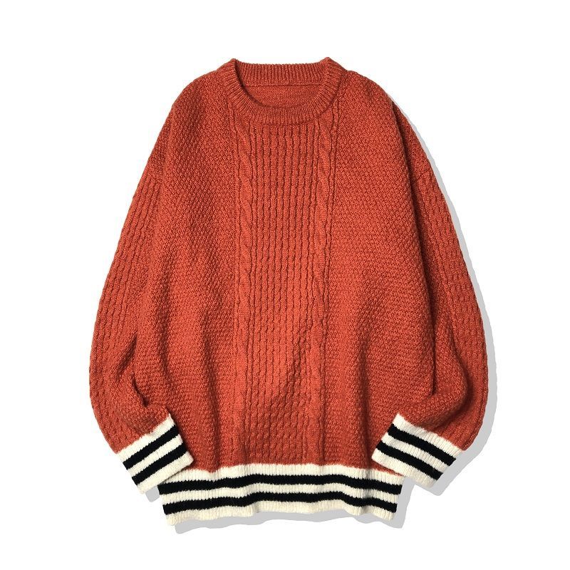 Male Autumn 2021 Thin New Collar Sweater Clothing HOBQ, Orange.