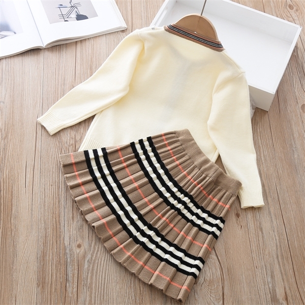 2021 Autumn New Arrival Girls Fashion Knitted 2 Pieces Sets Sweater Coat skirt Girl Boutique Outfits Baby Girl Winter Clothes Y0420