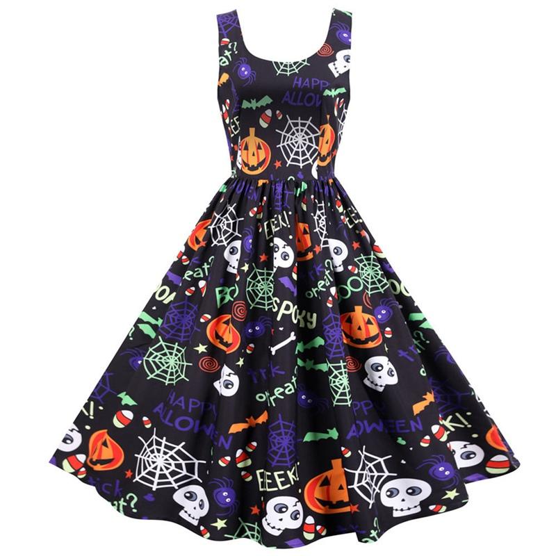 New 2020 Fashion Women Pumpkin Party Print Dress Halloween Sleeveless V-neck Retro Casual Plus Size Dress, Black
New 2020 Fashion Women Pumpkin Party Print Dress Halloween Sleeveless V-neck Retro Casual Plus Size Dress, Black