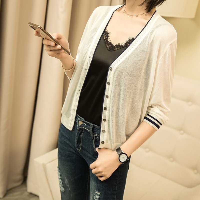 special price, thin knitted linen sweater, women's cardigan jacket, summer thin sunscreen, short air conditioning shirt. 201030