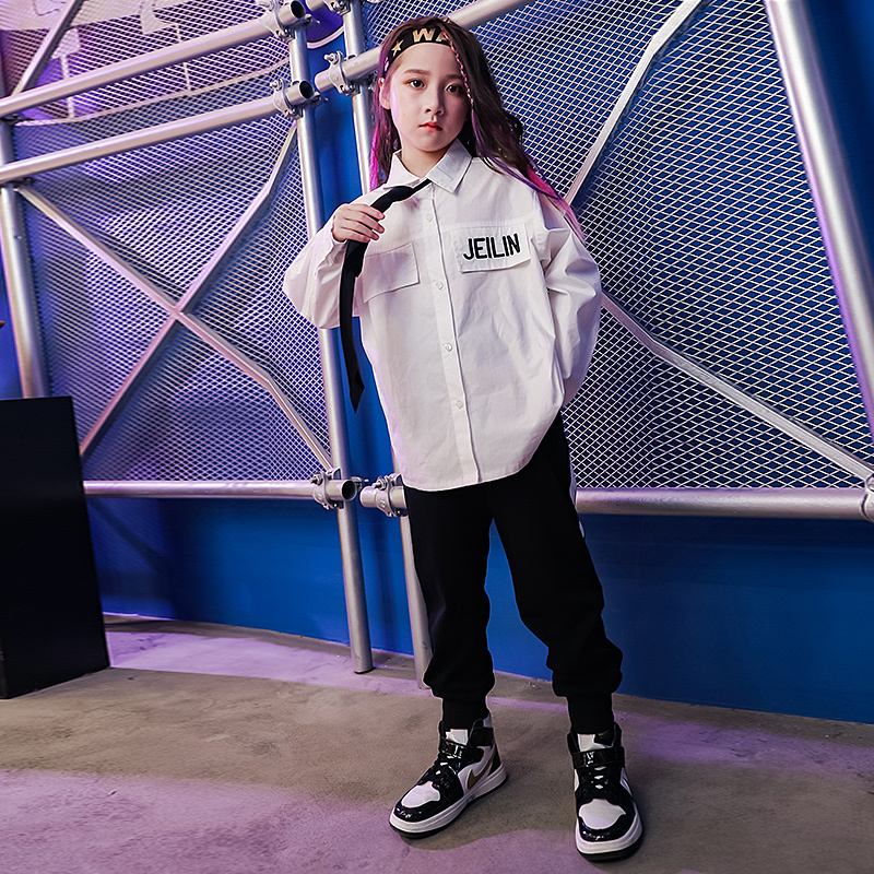 Summer girls clothes set Long Sleeve Shirts Jogger Pants 2020 8 10 12 14 16 Years jazz dance costumes for kids hip hop costume Y1117