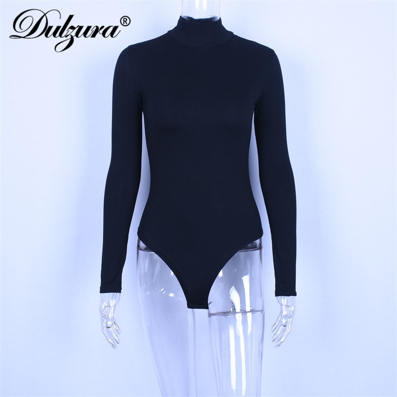 cotton long sleeve women sexy bodysuit autumn winter female Mock Neck warm clothes slim fit fashion solid body suit T200116