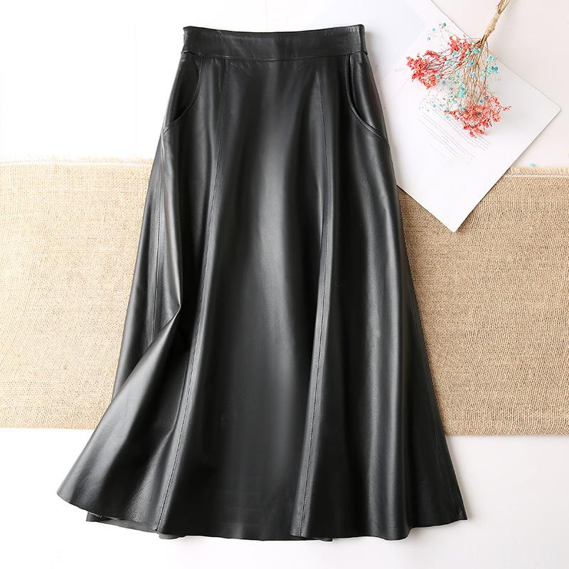 Autumn Winter Women' High Quality Sheepskin Real leather Skirts Korean style Elegant Genuine leather A-line skirts C593, Black
Autumn Winter Women' High Quality Sheepskin Real leather Skirts Korean style Elegant Genuine leather A-line skirts C593, Black