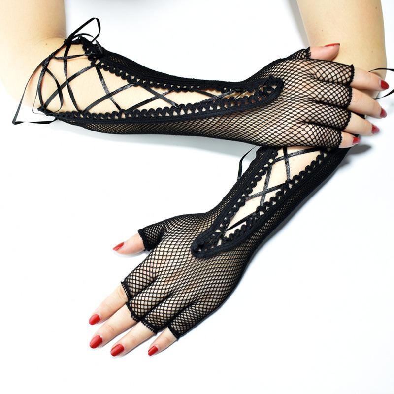 Women Sexy Black Long Fishing Net Mesh Half Finger Lacing Gloves Retro Party Prom Dress Decoration Metal Punk Style Pole Dance
Women Sexy Black Long Fishing Net Mesh Half Finger Lacing Gloves Retro Party Prom Dress Decoration Metal Punk Style Pole Dance