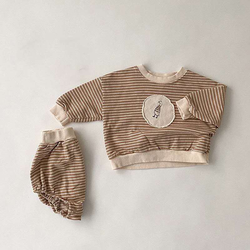 ins2020 spring and autumn new Korean version of the baby striped suit for boys and girls baby outing two-piece romperX1019