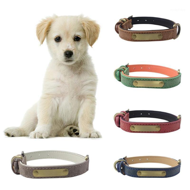 Pet Dog Puppy Adjustable Faux Leather ID Name Address Collar Anti-lost Necklace1
