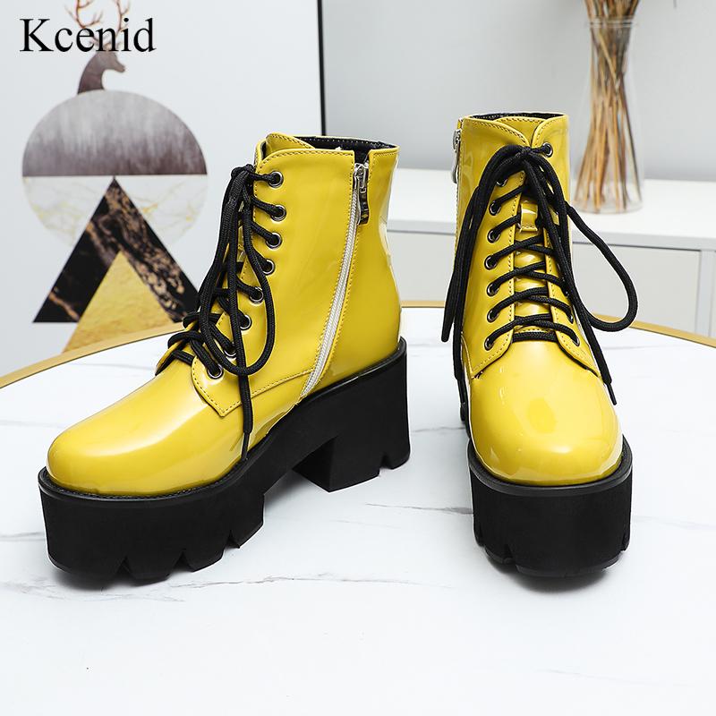 Kcenid New fashion european style ankle boots for women round toe lace-up zip boots woman platform patent leather female shoes, Black
Kcenid New fashion european style ankle boots for women round toe lace-up zip boots woman platform patent leather female shoes, Black