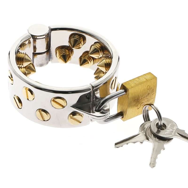 Stainless steel Male Kalis Teeth Chastity Device (2 Rows) Golden Spike Ball Stretcher Cage Cock cage 050D
Stainless steel Male Kalis Teeth Chastity Device (2 Rows) Golden Spike Ball Stretcher Cage Cock cage 050D