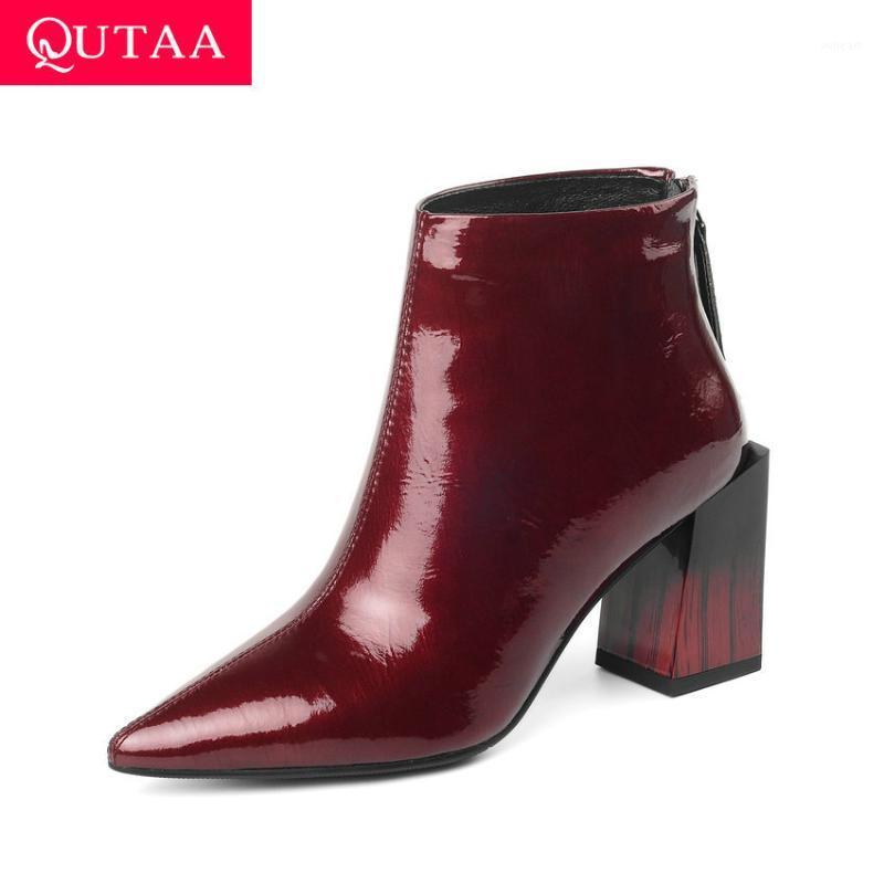 QUTAA 2021 Pointed Toe Cow Patent Leather Ladies Pumps Autumn Winter Zipper Ankle Boots Square High Heel Women Shoes Size 34-391, Black
QUTAA 2021 Pointed Toe Cow Patent Leather Ladies Pumps Autumn Winter Zipper Ankle Boots Square High Heel Women Shoes Size 34-391, Black