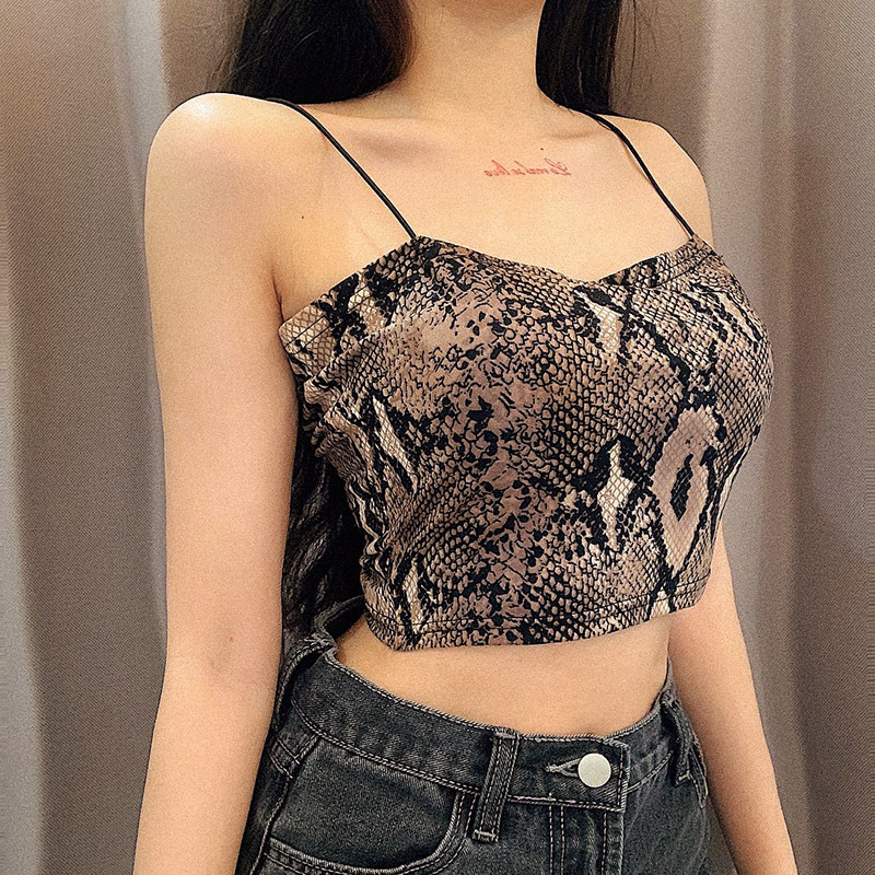 2021 New Female Singriny snakeskin imprint tops y2k summer slash neck short sweater stylish slingshot vest style J7CR, Brown
2021 New Female Singriny snakeskin imprint tops y2k summer slash neck short sweater stylish slingshot vest style J7CR, Brown