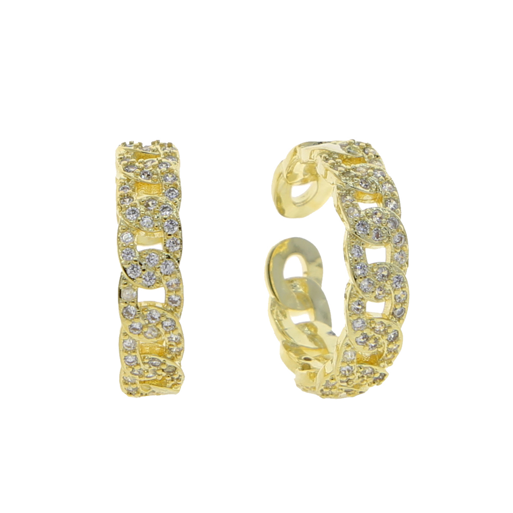 High Quality Micro paved cz Cuban Chain Rings with Gold color open band wedding ring for women lady adjustable finger band ring