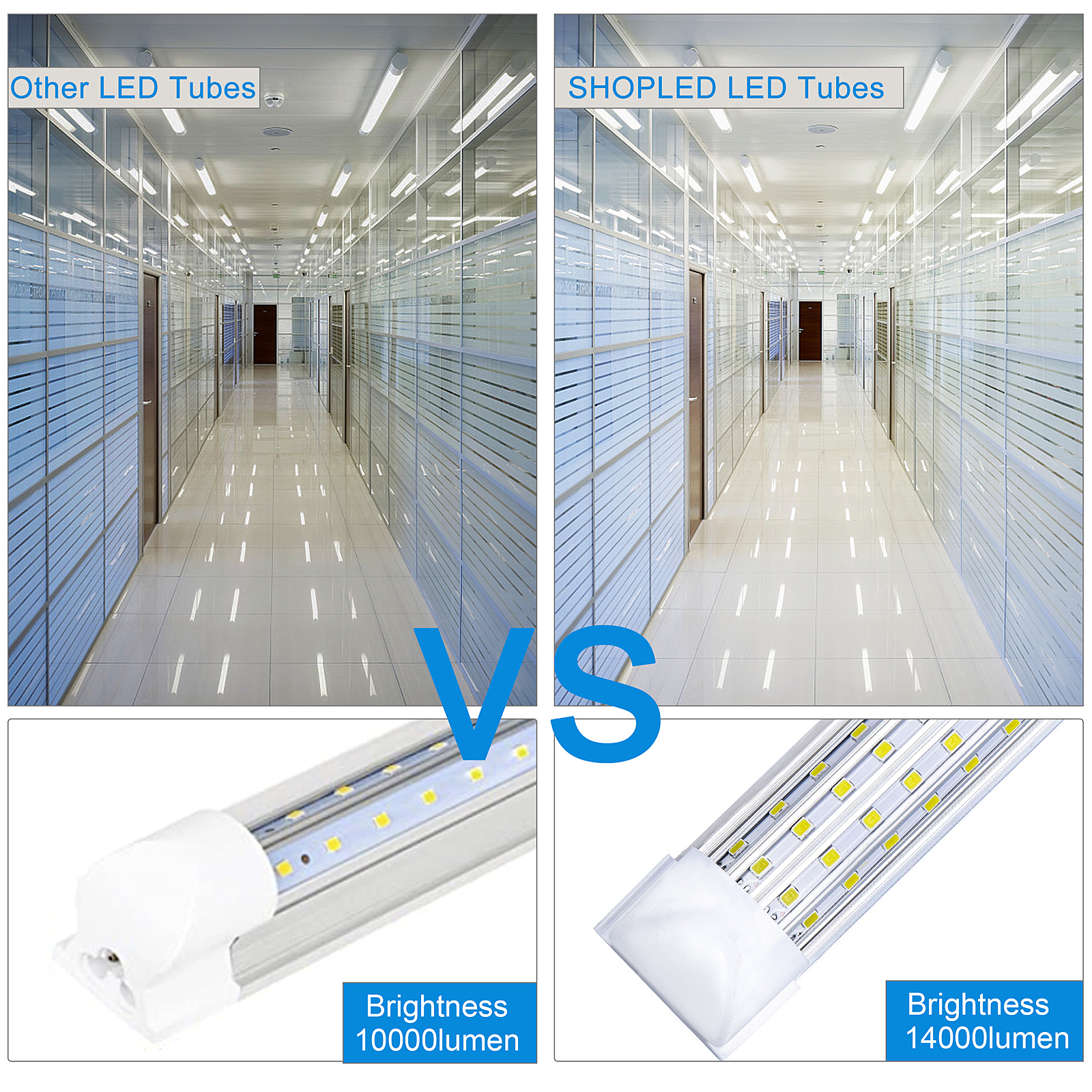 20PCS, 4ft 5ft 6ft 8ft LED Tube Light u Shape Integrated LED Tubes 4 5 6 8 ft Cooler Door Freezer LED Lights