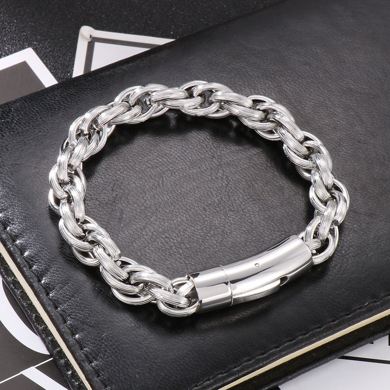 9mm 8inch Fashion Silver Singapore Twist Chain Rolo Rope Link Chain Bracelet Stainless Steel Jewelry For Women Men