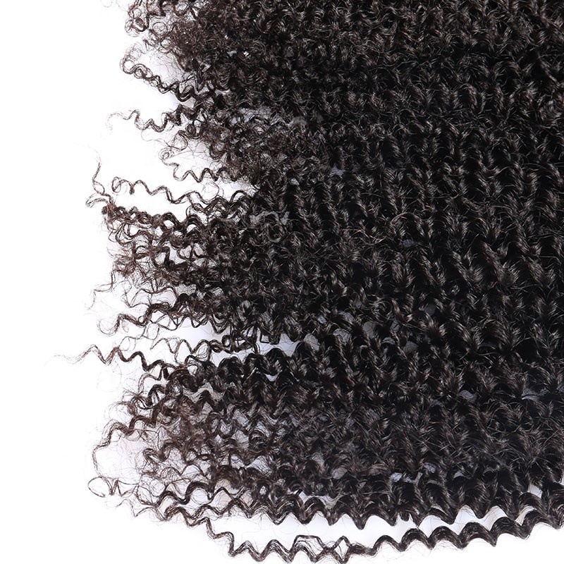 Human Hair Ponytails 4b 4c Afro Kinky Curly Drawstring Wrap Around Ponytail Virgin Human Hair Ponytail 140g natural black 1b