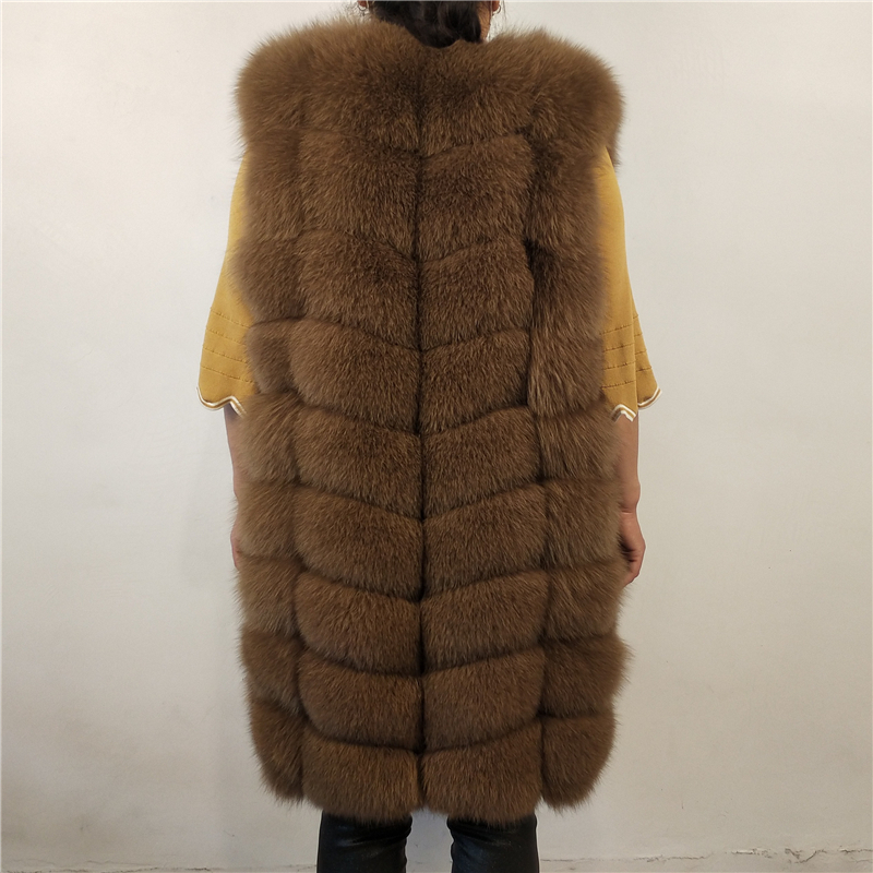 KEJINYUAN real Fur Fox long Vest natural raccoon Waistcoat silver fox jacket woman winter warm Natural sleeveless 201208