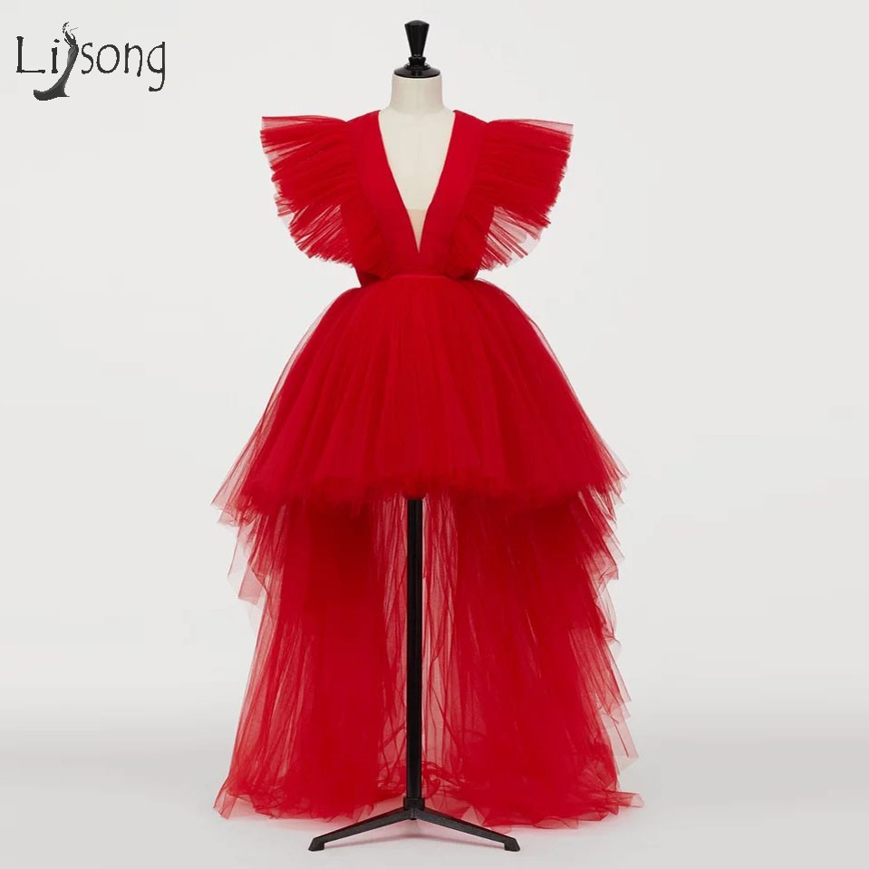 Red Image Hot Red High Low Tulle Prom Dresses Deep V-neck Long Tutu Prom Gowns Ruffles Formal Party Dresses 2020, Black
Red Image Hot Red High Low Tulle Prom Dresses Deep V-neck Long Tutu Prom Gowns Ruffles Formal Party Dresses 2020, Black