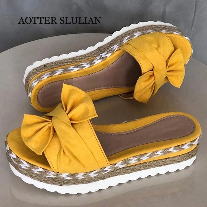 Slippers Women Slides Bow Summer Sandals Bow-Knot Slippers Thick Soles Platform Female Floral Beach Shoes Flip Flops Corrector Y200702, Brown
Slippers Women Slides Bow Summer Sandals Bow-Knot Slippers Thick Soles Platform Female Floral Beach Shoes Flip Flops Corrector Y200702, Brown