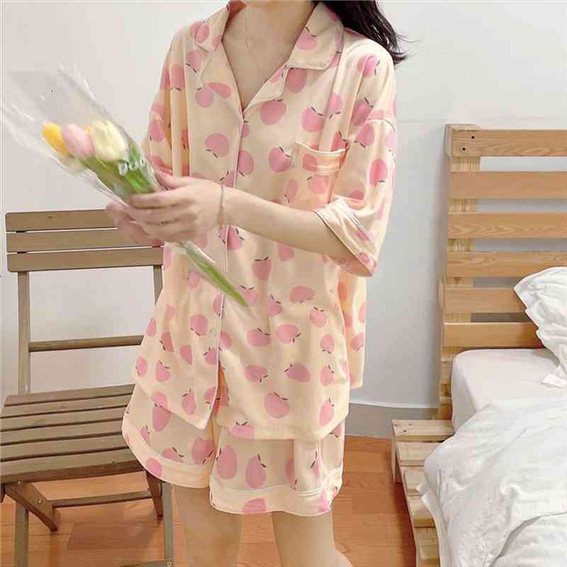 Peach Pajamas Woman Summer Pijama Kawaii Home Clothes For Women Pyjamas Short Pajama For Women Sleepwear Nightie, Black;red
Peach Pajamas Woman Summer Pijama Kawaii Home Clothes For Women Pyjamas Short Pajama For Women Sleepwear Nightie, Black;red