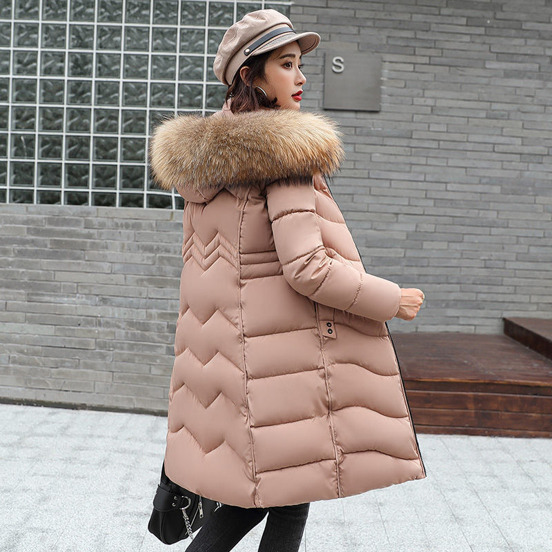 Long Padded Clothing Winter Coat Women Hooded Female Jacket Oversize Warm Parkas Big Fur Collar Wadded Jackets 201125