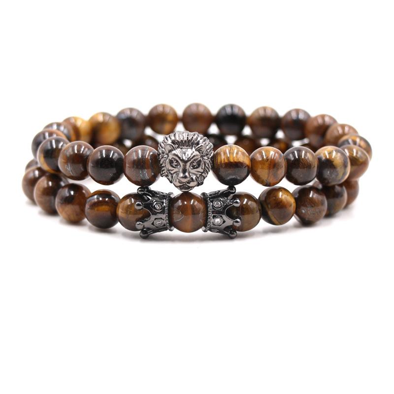 2pcs/set Charm 8mm Natural Tiger eye stone bead Bracelets Bangle Pave CZ 4 color Flower crown bracelet for Men&Women DIY Jewelry
2pcs/set Charm 8mm Natural Tiger eye stone bead Bracelets Bangle Pave CZ 4 color Flower crown bracelet for Men&Women DIY Jewelry