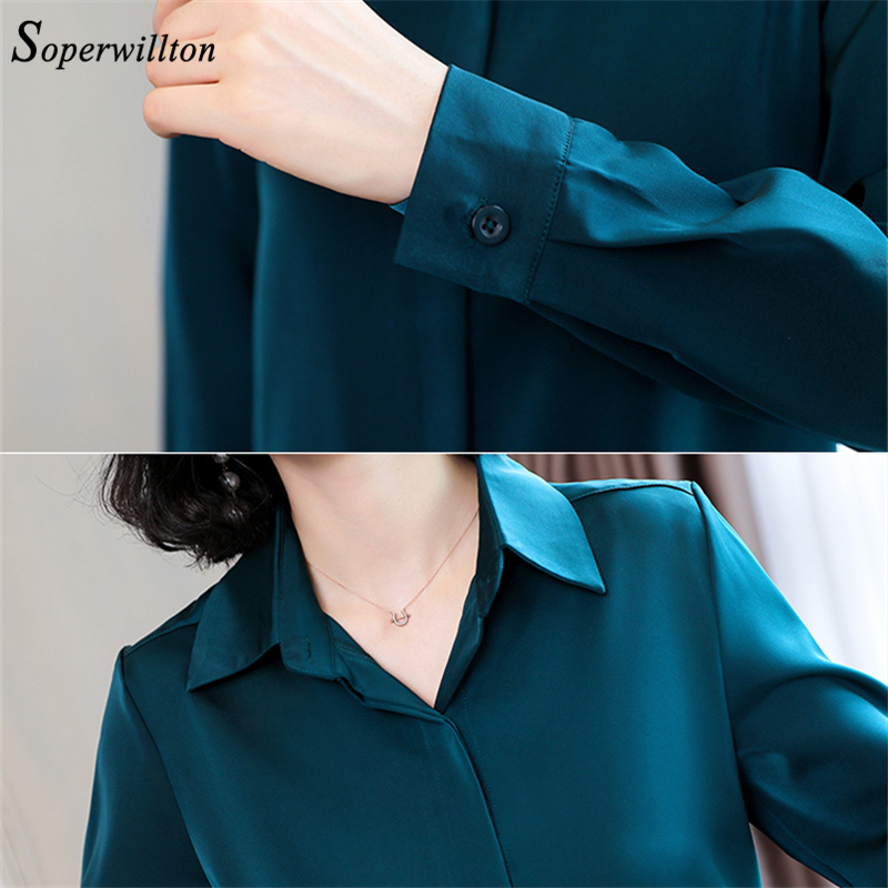 Satin Elegant Women's Blouses Autumn Long Sleeve Vintage Shirts Silk Ladies Tops workwear Fashion Blusas Button Shirts 3XL 201029