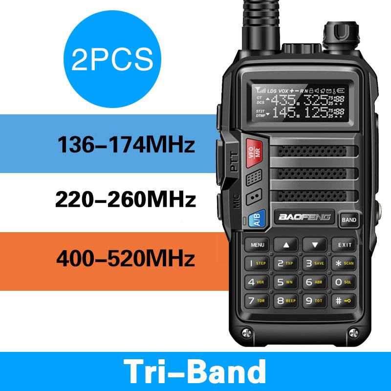 2PCS Tri-Band Radio BaoFeng UV-S9 8W High Power 136-174Mhz/220-260Mhz/400-520Mhz Walkie Talkie Amateur Handheld Two Way Radio
2PCS Tri-Band Radio BaoFeng UV-S9 8W High Power 136-174Mhz/220-260Mhz/400-520Mhz Walkie Talkie Amateur Handheld Two Way Radio