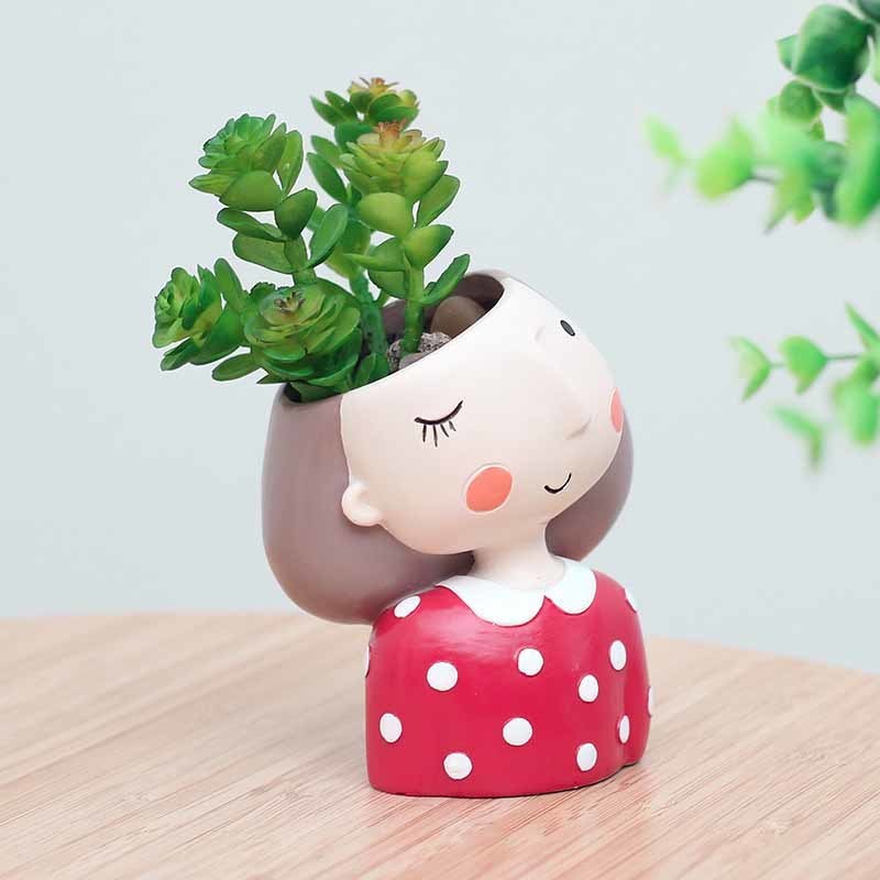 4 Pcs set Flower Girl Planter European Style Succulent Plants Pot Mini Bonsai Cactus Home Decor Craft Y200723