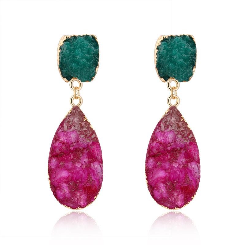 New Design Natural Stone Romantic Earrings For Girls Korean Style Single Design Red Green Crystal Dangle Earrings Gift
New Design Natural Stone Romantic Earrings For Girls Korean Style Single Design Red Green Crystal Dangle Earrings Gift