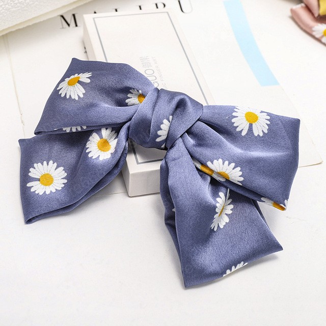 Daisy Knotted Bow Hairpin Women Hair Clips Hair Jewelry Accessories Barrettes Girls Headwear Headdress Print Spring Clips