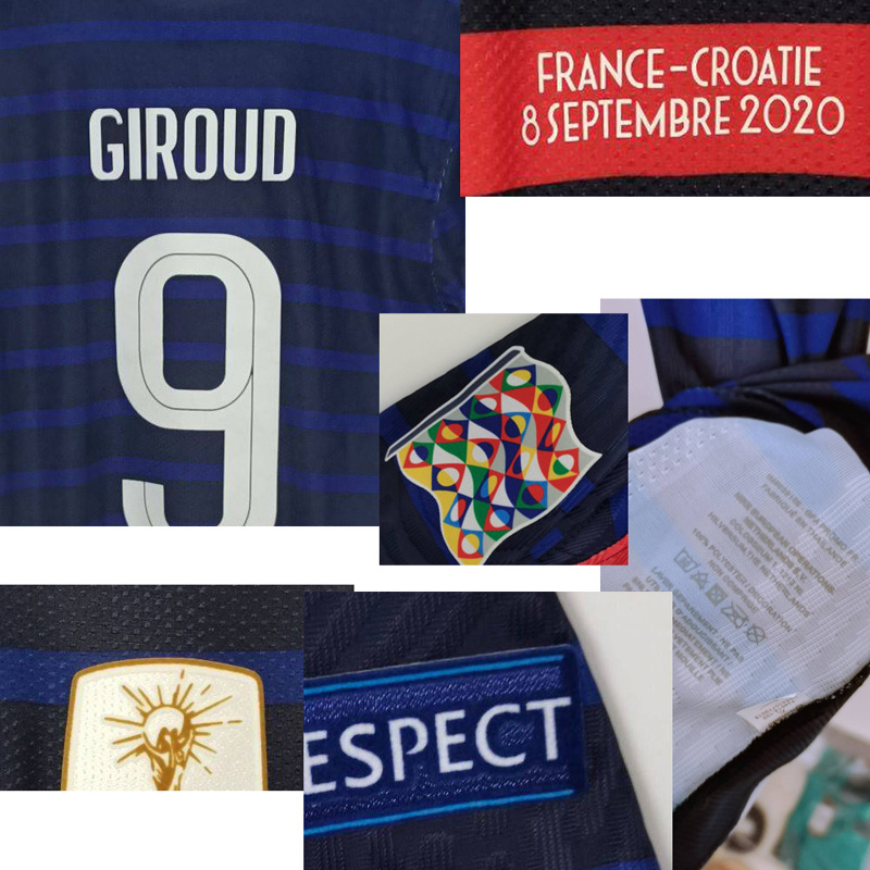 2020 Match Worn Playe issue Camavinga Mbappe Giroud Kante Pogba Giroud Griezmann With Match Details maillot Shirt American College Football, Black
2020 Match Worn Playe issue Camavinga Mbappe Giroud Kante Pogba Giroud Griezmann With Match Details maillot Shirt American College Football, Black