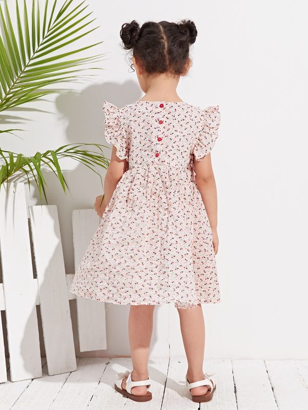 Toddler Girls Ruffle Armhole Ditsy Floral Dress SHE